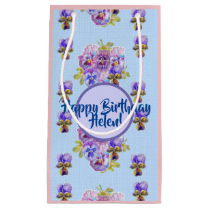 Shabby Chic Blaue Punkte Ditsy Blumen Blumen Gesch Kleine Geschenktüte