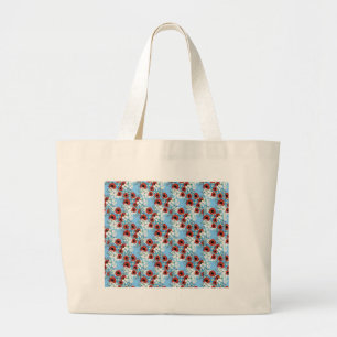 Shabby Chic blauer Blumendruck Blume von Leah G Jumbo Stoffbeutel