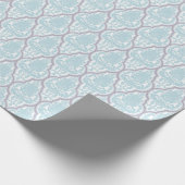 Shabby Chic-blauer u. lila Damast Geschenkpapier (Ecke)