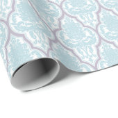 Shabby Chic-blauer u. lila Damast Geschenkpapier (Rolleneckpunkt)