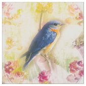 Shabby Chic-blaues Vogel-Gewebe Stoff (Nahaufnahme)