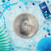 Shabby Chic Blue Baby Crib Pappteller (Party)