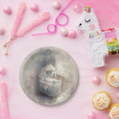 Shabby Chic Blue Baby Crib Pappteller (Party)