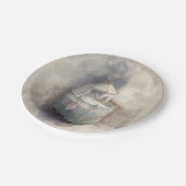 Shabby Chic Blue Baby Crib Pappteller (Schrägansicht)