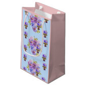 Shabby Chic Blue Dot Ditsy Blume Blumenbeutel Kleine Geschenktüte (Rückseite Schrägansicht)