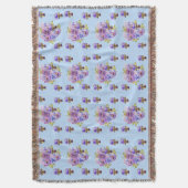 Shabby Chic Blue Floral Blume Throw Rug Decke (Vorderseite Vertikal)