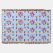 Shabby Chic Blue Floral Blume Throw Rug Decke (Vorderseite)