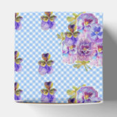 Shabby Chic Blue Gingham Pansy Floral Cake Geschenkschachtel (Oben)