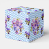 Shabby Chic Blue Gingham Pansy Floral Cake Geschenkschachtel (Rückseite)