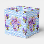 Shabby Chic Blue Gingham Pansy Floral Cake Gevor Geschenkschachtel (Rückseite)
