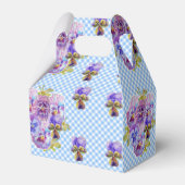 Shabby Chic Blue Gingham Pansy Wedding Floral Cake Geschenkschachtel (Rückseite)