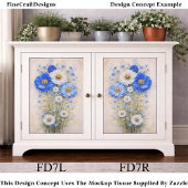 Shabby Chic Blue Ivory Mix Flowers FD7L Decoupage Seidenpapier