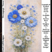 Shabby Chic Blue Ivory Mix Flowers FD7L Decoupage Seidenpapier