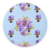 Shabby Chic Blue Pansy Floral Dot ComputerMaus Keramikknauf (Vorderseite)