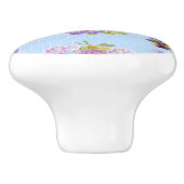 Shabby Chic Blue Pansy Floral Dot ComputerMaus Keramikknauf (Seitenansicht)