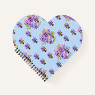 Shabby Chic Blue Pansy Floral Dot Ladys Notebook Notizblock