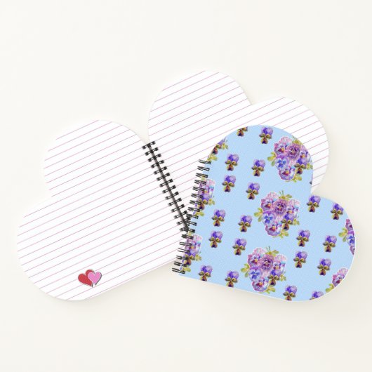 Shabby Chic Blue Pansy Floral Dot Ladys Notebook Notizblock (Innenseite)