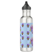 Shabby Chic Blue Pansy Floral Polka Dot Edelstahlflasche (Rechts)