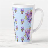 Shabby Chic Blue Pansy Floral Polka Dot Tasse (Rechts)