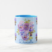 Shabby Chic Blue Pansy Floral Polka Dot Tasse (Zentrum)