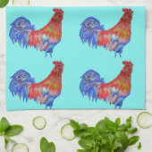 Shabby Chic Blue Rooster Chicken Küche Handtuch (Gefaltet)