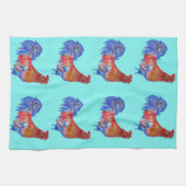 Shabby Chic Blue Rooster Chicken Küche Handtuch (Horizontal)