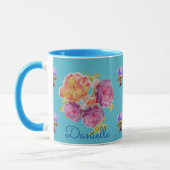 Shabby Chic Blue Rose Floral Viola Blume Tasse (Links)