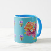 Shabby Chic Blue Rose Floral Viola Blume Tasse (VorderseiteRechts)