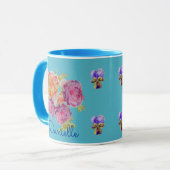 Shabby Chic Blue Rose Floral Viola Blume Tasse (Vorderseite Links)