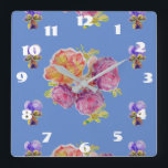 Shabby Chic Blue Rose Rose Blumenzimmeruhr Quadratische Wanduhr<br><div class="desc">Shabby Chic Blue Rose Rose Blumenzimmer Uhr. Entworfen aus meiner ursprünglichen Aquarellkunst.</div>
