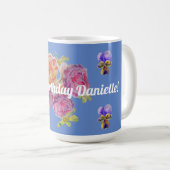 Shabby Chic Blue Rose Rose und Violetten Blumenstr Kaffeetasse (VorderseiteRechts)