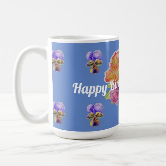 Shabby Chic Blue Rose Rose und Violetten Blumenstr Kaffeetasse (Links)