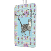 Shabby Chic Blue Strip Tabby Cat Liebe Herz Autolufterfrischer (Links)