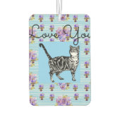 Shabby Chic Blue Strip Tabby Cat Liebe Herz Autolufterfrischer (Rückseite)