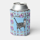 Shabby Chic Blue Strip Tabby Cat Liebe Herz Dosenkühler (Kanne Rückseite)