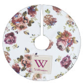 Shabby Chic Blume auf Weiß - Personalisiert Polyester Weihnachtsbaumdecke (Vorderseite)