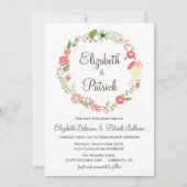 Shabby Chic Blume Wreath Wedding Einladung (Vorderseite)