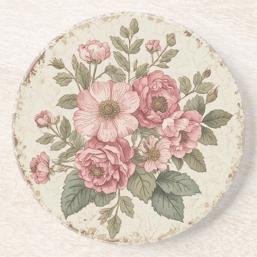 Shabby Chic Blumen Getränkeuntersetzer (Vorne)