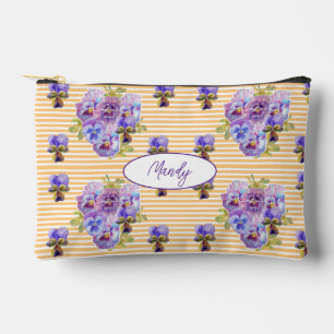 Shabby Chic Blumen Pansy Gelb Lila Viola Mädchen Zubehörtasche