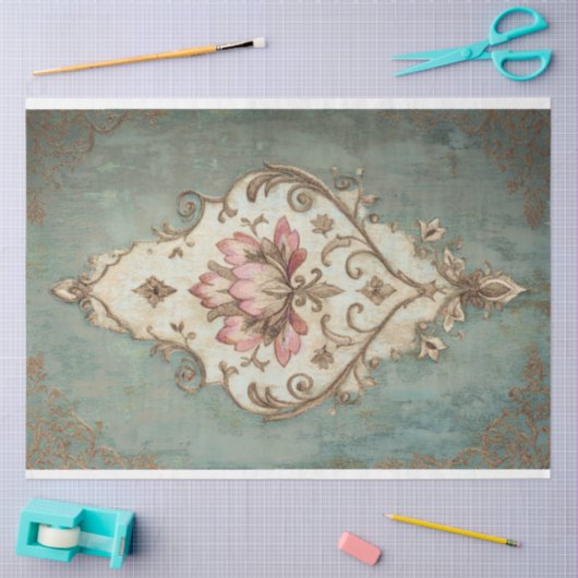 Shabby Chic Blumendemask Gemusterter Hintergrund Seidenpapier (Basteln)