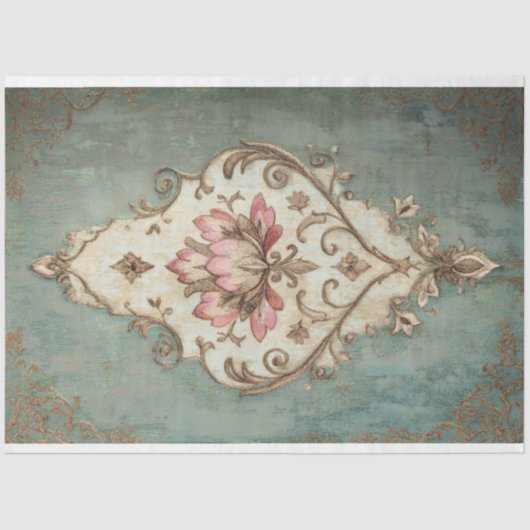 Shabby Chic Blumendemask Gemusterter Hintergrund Seidenpapier (Vorderseite)