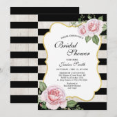 Shabby Chic Blumendusche Einladung (Vorne/Hinten)