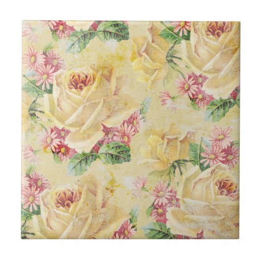 Shabby Chic Blumenfliese Fliese (Vorderseite)