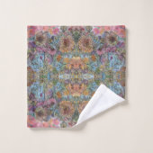 Shabby Chic Blumengarten Aquarellbilder Badhandtuch Set (Waschlappen)