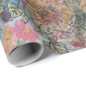 Shabby Chic Blumengarten Aquarellbilder Geschenkpapier (Rolleneckpunkt)