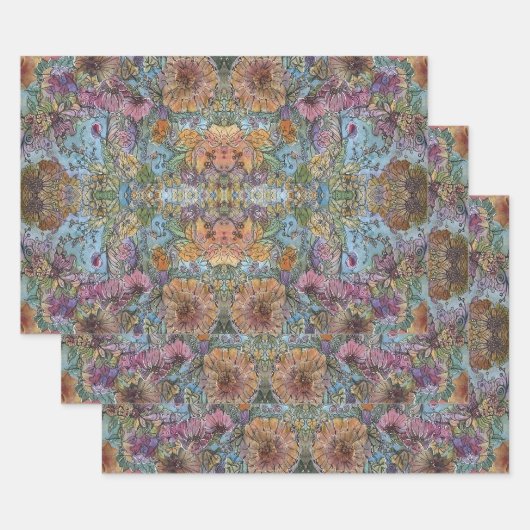 Shabby Chic Blumengarten Aquarellbilder Geschenkpapier Set (Set)