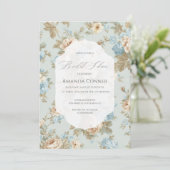 Shabby Chic Blumengestelle Brautparty Einladung (Stehend Vorderseite)