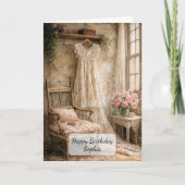 Shabby-Chic-Blumenkleid Karte (Vorderseite)