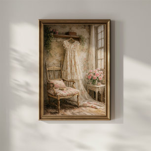 Shabby-Chic-Blumenkleid Poster