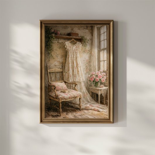 Shabby-Chic-Blumenkleid Poster